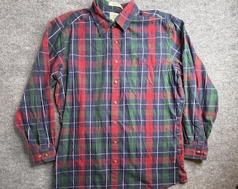 LL Bean Long Sleeve Shirt Mens Large Tall Red Flannel Work Outdoor Casual Cotton