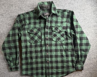 Moose Creek Heavy Plaid Flannel Jacket Cotton Men's M Thick Chore Green Shacket
