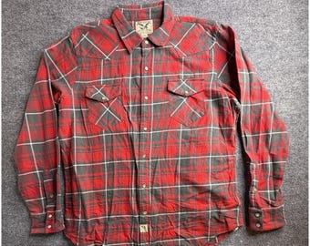 American Eagle Shirt Mens XXL Plaid Flannel Pockets Button Up Casual Preppy