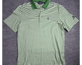 Polo Golf Ralph Lauren Green and White Striped Pony Men's Size XL Performance