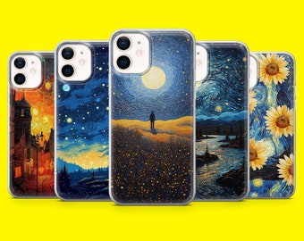 Vincent Van Gogh Dutch Artist Starry Night Painting Style Phone Cover for iPhone 15 14 13 12 11 Xr Samsung S24Ultra,S22, S23FE A54 A34 A15