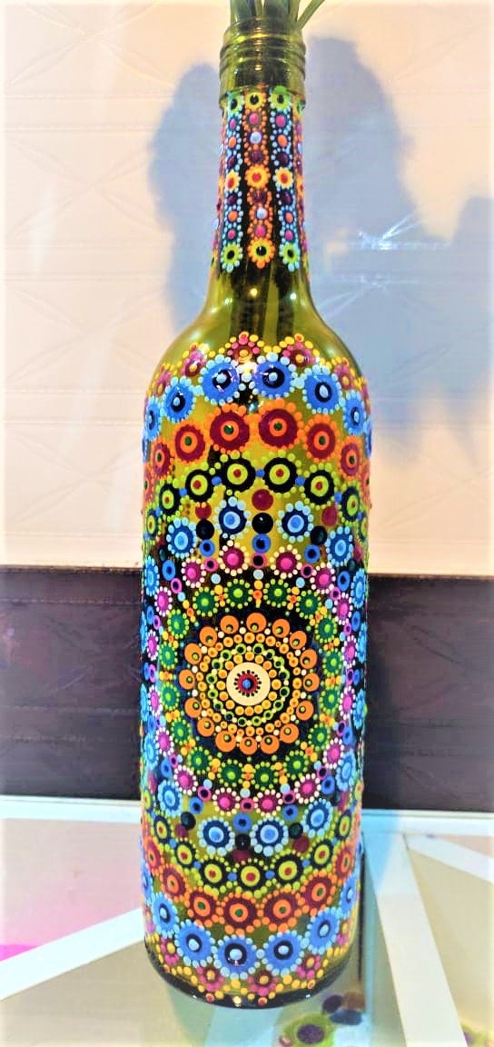 Handmade Designer mandala bottle art for home decor Etsy