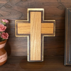 Handmade Cross, Christian Home Decor, Wooden Gift for Christians, Confirmation and Baptism Gift, Religious Layered Cross, Rustic Wood Decor