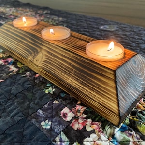 Wooden Candle Holder, Rustic Decor for Dining Room, Table Centerpiece, Farmhouse Lighting, Tea Light Holder, Handmade Housewarming Gift
