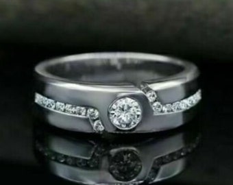 14K White Gold, Men's Wedding Ring, 1.2 Ct Diamond, Men's Engagement Ring, Men's Diamond Ring, Flush Channel Set Ring, Anniversary Gift Ring