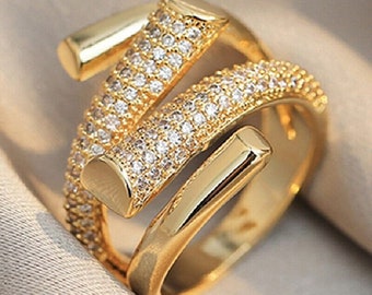 14K Gelbgold vergoldet, Damen-Diamantring, Verlobungsring, 1,94 ct Pavé-Diamantring, Hochzeits-Brautring-Set, personalisierter Schmuck