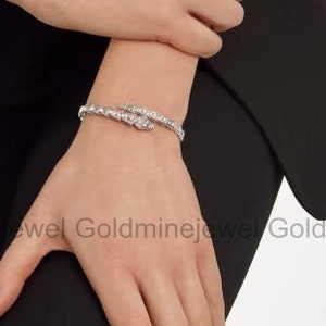 Serpenti Viper Pave Bracelet, Silver Bracelet, Cuff Diamond Bracelet, 2.2 Ct Simulated Diamond Bracelet, Bracelet For Women, Unisex Bracelet