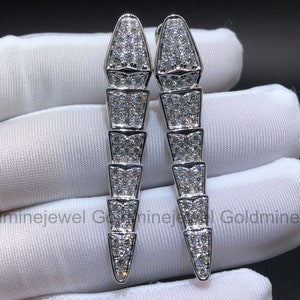 Serpenti Wedding Earrings, 14K White Gold Earrings, Dangle Drop Earrings, Diamond Earrings, Gift For Women, Engagement Gifts, Earrings image 2