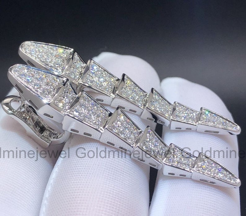 Serpenti Hochzeit Ohrringe, 14K Weißgold Ohrringe, Baumeln Tropfen Ohrringe, Diamant Ohrringe, Geschenk für Frauen, Verlobung Geschenke, Ohrringe Bild 5