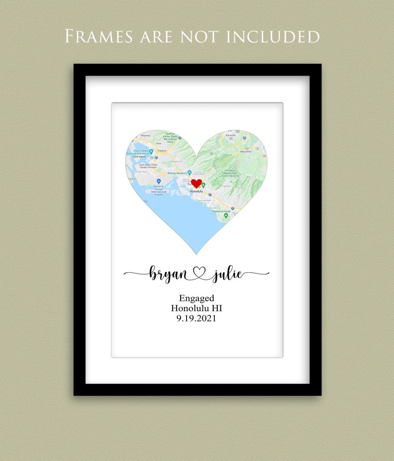 Engagement Map Engagement Gift for Couple Map Print Engagement Print Keepsake Map Where it All Began Map Engagement Gifts image 3