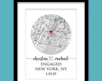 ENGAGEMENT GIFTS for Couple Unique Personalized Printable Engagement Map Where it All Began Map Engagement Gift Personalized Map