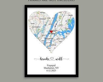 ENGAGEMENT GIFTS for Couple Unique Personalized Printable Engagement Map Where it All Began Map Engagement Gift Personalized City Map