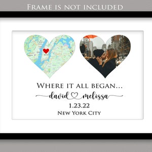 Engagement Gifts for Couple, Engagement Gift Ideas, Engagement Picture and Map Print, Engagement Photo Gift, Minimalist Engagement Gift