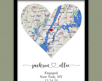 ENGAGEMENT GIFTS for Couple Unique Personalized Printable Engagement Map Where it All Began Map Engagement Gift Personalized Map