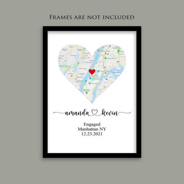 Engagement Map Engagement Gift for Couple Map Print Engagement Print Keepsake Map Where it All Began Map Engagement Gifts