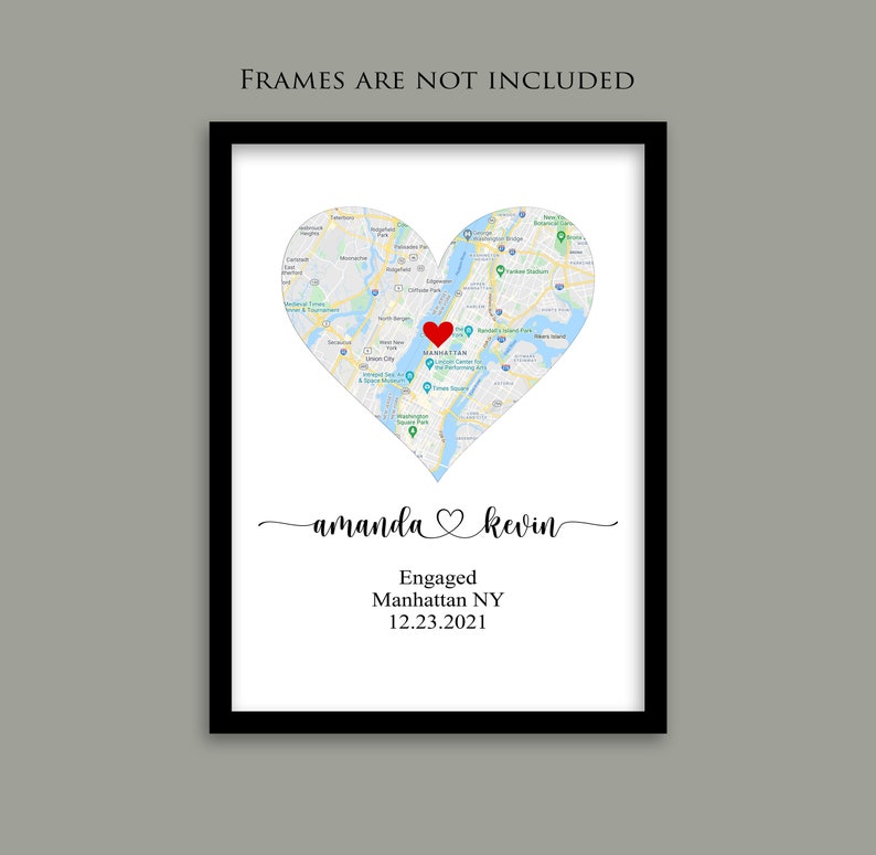Engagement Map Engagement Gift for Couple Map Print Engagement Print Keepsake Map Where it All Began Map Engagement Gifts