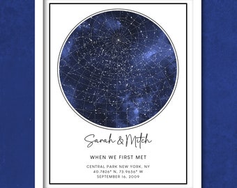 Custom Star Map Print, Where it All Began, Personalized Engagement, Wedding, Anniversary Gift, Night We Met Constellation Print, Wall print