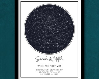 Custom Star Map Print, Night We Met Anniversary Gift, Night Sky Print, Star Map Poster, Wedding Gift, Constellation Print, Personalized Gift