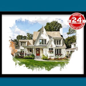 Realtor Closing Gift, Personalized Gift for New Home Clients, Custom Home Portrait, Real Estate Gift, Realtor Gift  Digital Download