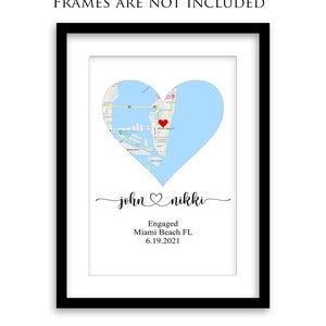 Engagement Map Engagement Gift for Couple Map Print Engagement Print Keepsake Map Where it All Began Map Engagement Gifts image 2