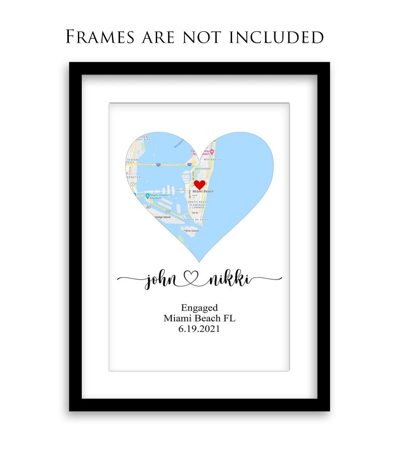 Engagement Map Engagement Gift for Couple Map Print Engagement Print Keepsake Map Where it All Began Map Engagement Gifts image 2