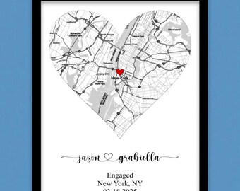 Engagement Gift engagement Map Gift for Couple, Custom City Map Print, Engagement Print Map, Where it All Began Map, Unique Gift For Couple