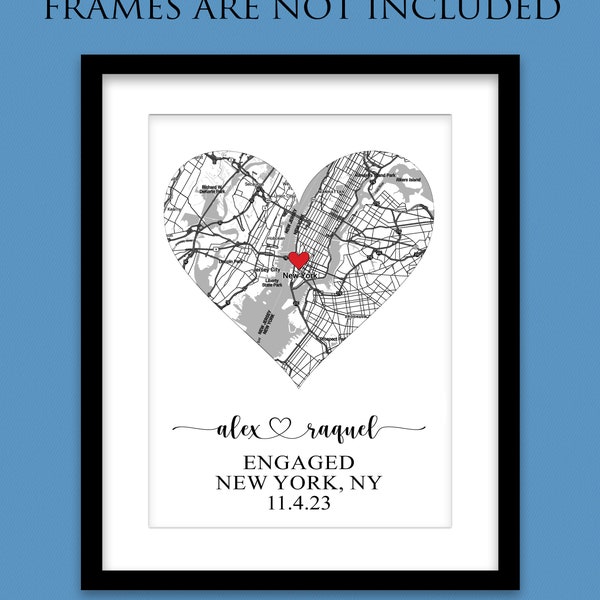 ENGAGEMENT GIFTS for Couple Unique Personalized Printable Engagement Map Where it All Began Map Engagement Gift Personalized Map