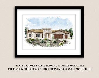 Custom House Portrait, Housewarming Gift, First Home Gift, Home Illustration, Watercolor Home Portrait, Realtor Closing Gift, Home Art