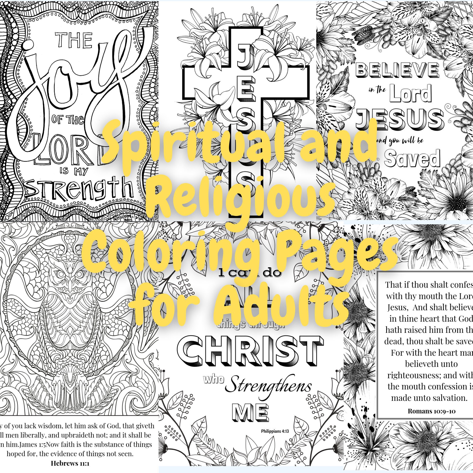 Spiritual / Religious Adult Coloring Pages | Etsy