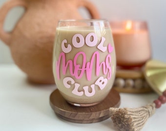 Cool Moms Club Wine Glass, 15oz | Cool Moms Club Cup | Mom Wine Glass | Gifts for Mom | Mother's Day Gift Ideas | Girl Mom Gifts | New Mom