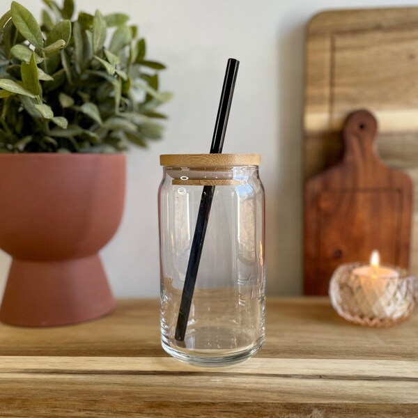 Black Glass Straw, 8" | Glass Straws | Iced Coffee Straws | Reusable Straws | Bent Black Glass Straw | Colored Straws | Eco-Friendly Straws