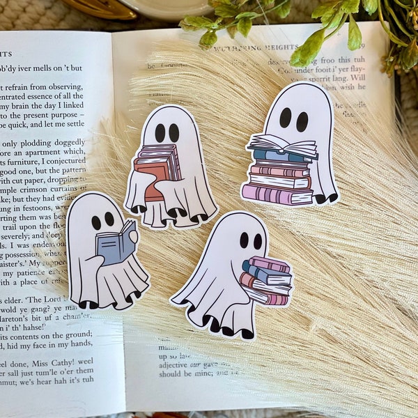 Ghost With Kindle Sticker Etsy