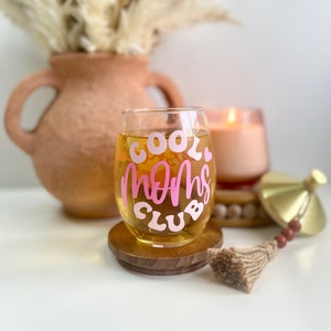 Cool Moms Club Wine Glass, 15oz Cool Moms Club Cup Mom Wine Glass Gifts for Mom Mother's Day Gift Ideas Girl Mom Gifts New Mom image 6