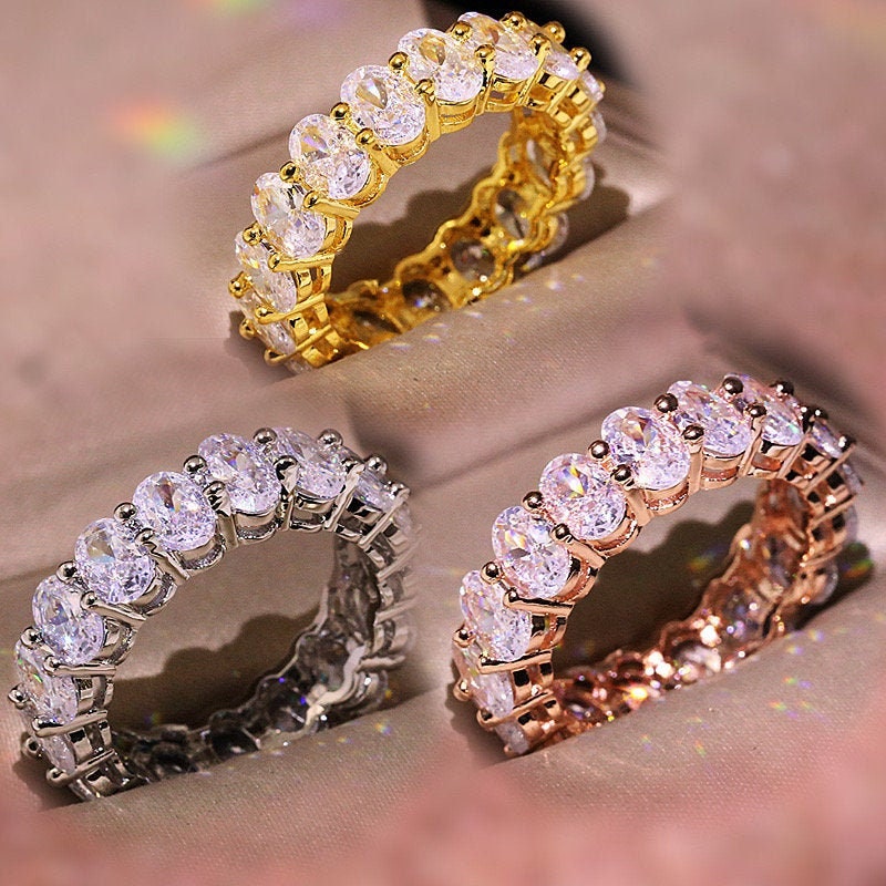 Oval cz shop eternity band