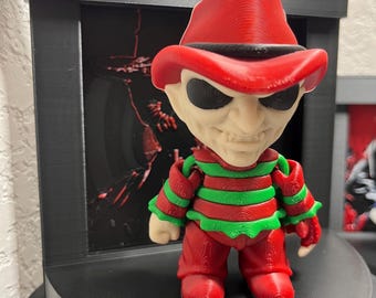 Coleção de bonecos flexíveis Horror Pops com suporte de exposição e fundo artístico – Decoração de terror colecionável assustadora