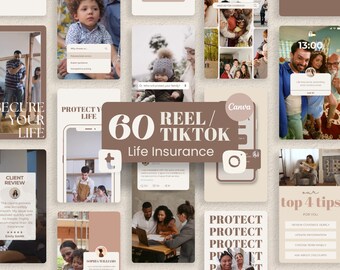 Levensverzekeringsmarketing: 60 videosjablonen voor sociale media (bewerkbaar in canva)