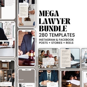 Lawyer Marketing, Editable Social Media Templates for Law Firm, Business Attorney Instagram & Facebook Posts, Law Insta Reels and Tik Toks