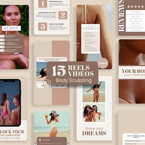 Body Sculpting Instagram Templates, Editable Body Contouring Instagram Reels, Skin Tightening Social Media Marketing for Esthetician