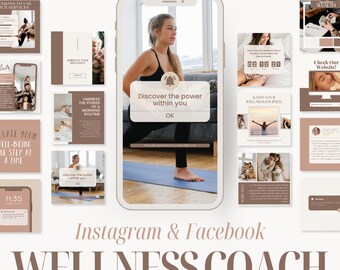 Wellness Coach Instagram Post Template, Editable Social Media Posts for Health Coach, Wellbeing Coaching Marketing, Ready to Post Content