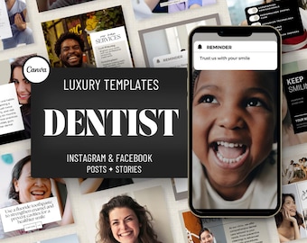 Dental Instagram & Facebook Templates: Editable Canva Content (Posts and Stories)
