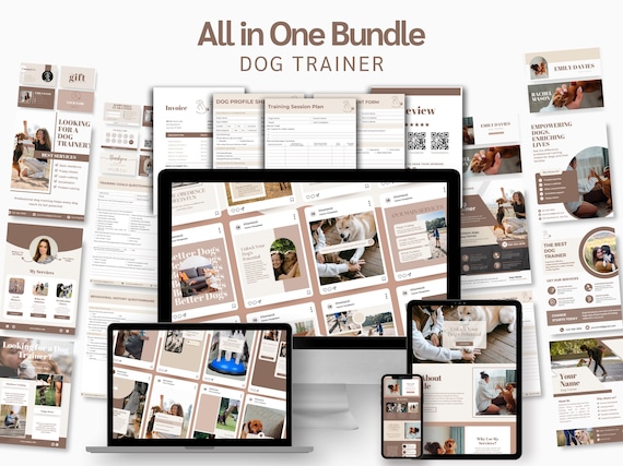 Dog Training All-in-One Bundle: Social Media Templates, Forms, Website and Flyers (Editable Instagram, Facebook, TikTok Templates)