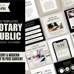 Notary Public Instagram, Notary Marketing, Notary Business, Notary Instagram Template, Notary Social Media, Signing Agent Canva Template