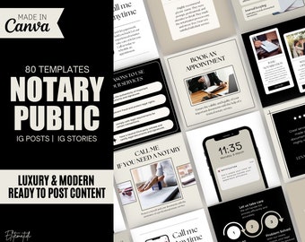 Notary Public Instagram, Notary Marketing, Notary Business, Notary Instagram Template, Notary Social Media, Signing Agent Canva Template