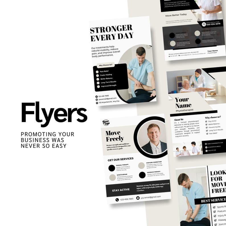 Physiotherapy Bundle: Social Media Templates, Flyers, Business Cards, Website, Reels (Editable Bundle for a Physiotherapist) image 7