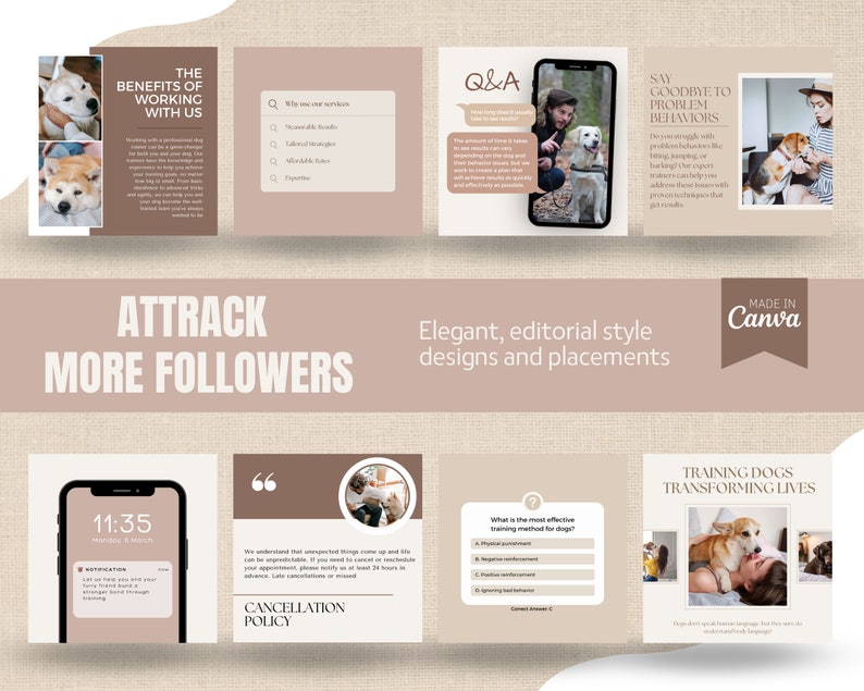 Dog Training Instagram Post Template Social Media Posts for Etsy