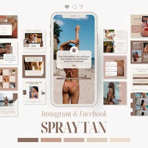 Spray Tan Instagram, Plantilla editable de bronceado en aerosol, Marketing de salón de bronceado, Negocio de bronceado en aerosol, Plantilla Canva de artista de bronceado en aerosol, Sin sol