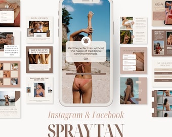 Spray tan Instagram, spray tanning bewerkbare sjabloon, marketing zonnestudio, spray tan business, spray tan artiest canvas sjabloon, sunless