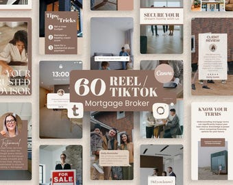 Mortgage Broker Instagram Reels & TikTok Videos: Social Media Video Templates  (Editable in Canva)