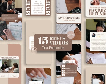Tax Prep Instagram Reels: TikTok Video Templates for a Tax Preparer (Editable Social Media Content)