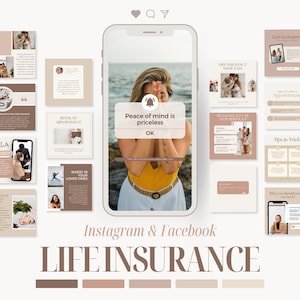 Bearbeitbare Lebensversicherung Marketing-Vorlage, Lebensversicherung Instagram Post-Vorlage, Social Media Marketing-Vorlage für Lebensversicherungsagenten